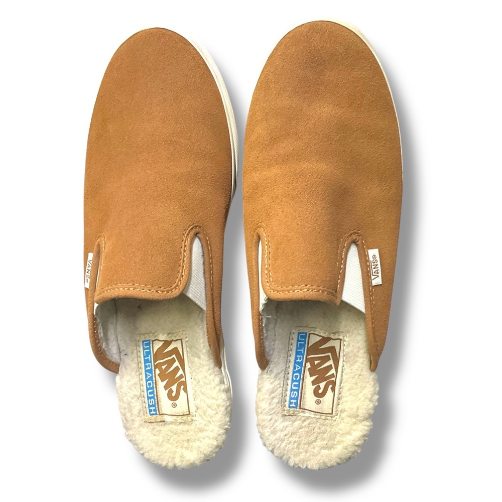 Vans Classic Slip-On Mule Tan Suede Sherpa Lined UltraCush Womens 9 Mens 7.5‎
